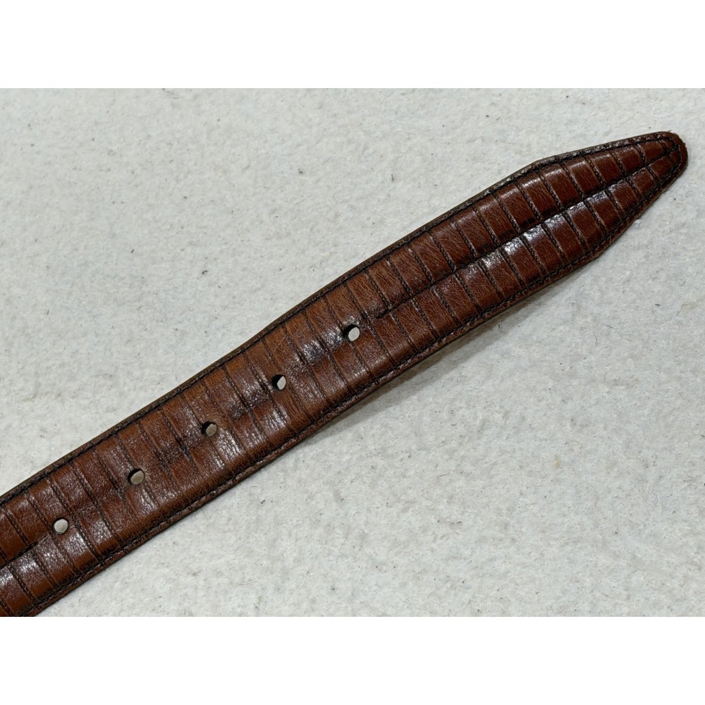 Lejon Calfskin Leather Belt Mens 46 Brown Lizard Grain Western Ranchwear USA - Picture 11 of 16